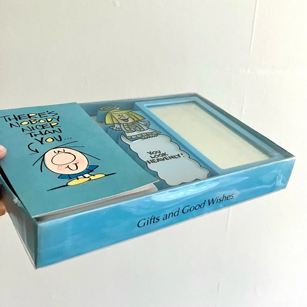 Vintage 80’s You look heavenly mirror & card gift set deadstock NIB unused
